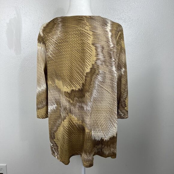 Vintage Ample Togs California Blouse Women 2XL Gold White Relaxed Bell Sleeve - Picture 3 of 16